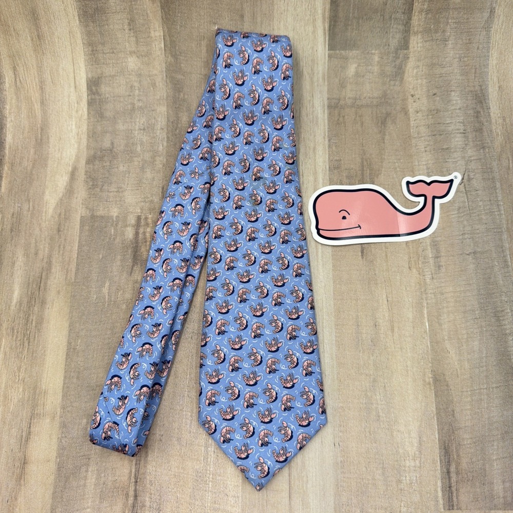 Vineyard Vines YOUTH Boy Lobster Blue Silk Necktie Shep & Ian Whale‎ STICKER